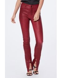PAIGE Constance Leather Skinny Rumba Red