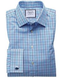 Charles Tyrwhitt Charles Tyrwhitt Slim Fit Shirt 15.5” Purple White Micro Stripe French Cuff 