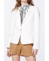 IKKS - 's Off-white Cotton Linen Suit Jacket Egg Shell - Lyst