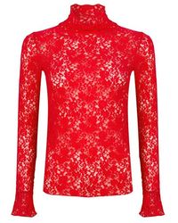 EsQualo Top Stretch Flock Lace Red