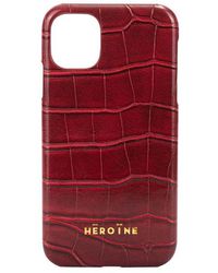 Maison Héroïne Yuna - Iphone 12 Case Croco Bordeaux - Red