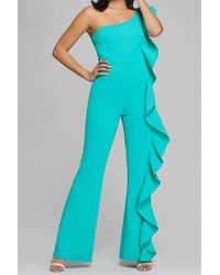 Guess Mozart Jumpsuit Surreal In Teal - Blauw
