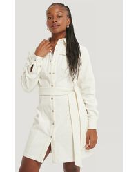 NA-KD Corduroy Belted Dress Off White Off White