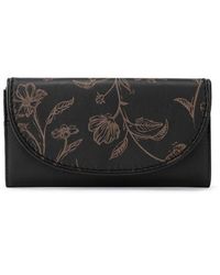 The Sak Fernwood Leather Flap Wallet Black Floral Etching
