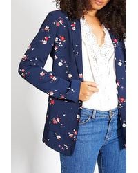 ICODE Navy Floral Preppy Print Suit Jacket - Blue