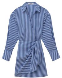 Thakoon Striped Wrap Mini Dress Blue