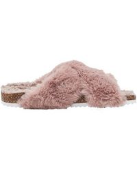 White Stuff Faux Fur Footbed Slipper Mid Pink