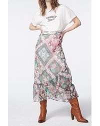 IKKS 's Scarf Print Voile Long Ruffled Skirt Mint - Multicolour