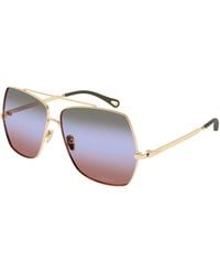 Chloé - Ch0278S 007 Sunglasses Metal Squared - Lyst