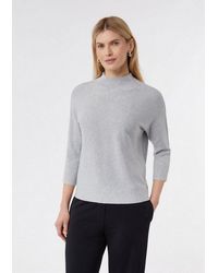 Comma, - 3/4 Arm-Pullover Strickpullover Strickpullover Aus Viskosemix Mit Stehkragen - Lyst