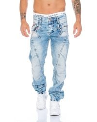 Cipo & Baxx - Regular-fit- Jeans Hose ausgefallener Nahtstruktur Jeanshose mit aufwendiger Nahtverzierung - Lyst