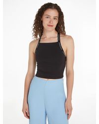 Calvin Klein - Spaghettitop LOGO ELASTIC STRAPPY TOP mit Logoschriftzug - Lyst