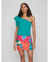 Vila - Blusenshirt Elegantes mit Ein-Schulter Ausschnitt und Ballon Ärmeln VIVEGA ONE SHOULDER /S TOP - Lyst