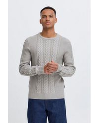 Blend - Strickpullover Bhbasim Klassischer Grobstrickpullover Mit Zopfmuster - Lyst