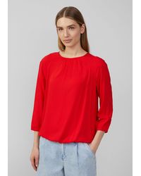 S.oliver - Langarmbluse Strukturierte Viskose-Bluse mit Raff-Details Raffung - Lyst