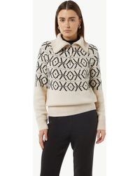 comma casual identity - Langarmshirt Strickpullover mit Troyer-Kragen Artwork - Lyst