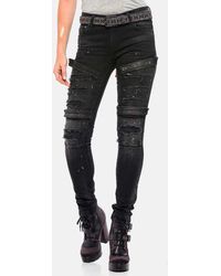Cipo & Baxx - Slim-- Jeans im coolen Biker-Look in Skinny Fit, WD383 - Lyst