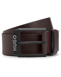 HUGO - Ledergürtel Gelio-B_Sz40 Markenlabel, Rote Ziehnaht - Lyst
