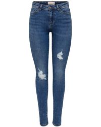 ONLY - Skinny-fit-Jeans ONLWAUW MID SK DESTROY DNM BJ209 mit Destroyed Effekt - Lyst