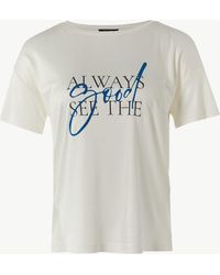 Comma, - Kurzarmshirt Jersey-T-Shirt im Relaxed Fit mit Front-Print Artwork - Lyst