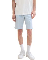 Tom Tailor - Stoffhose regular linen shorts, soft powder blue chambray - Lyst