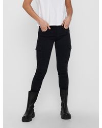 ONLY - Slim-fit- Cargo Jeans Hose Mid Waist Denim Jogger Pants ONLMISSOURI 4676 in Schwarz - Lyst