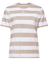 Esprit - Streifen-T-Shirt aus Pima-Baumwolle mit Stickerei (1-tlg) - Lyst