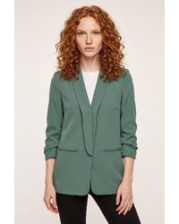 ONLY - Kurzblazer Onlella – Femininer Blazer Mit 3/4-Ärmeln Und Raffung Regular Fit, Casual, Web, Kunstfaser, V-Ausschnitt - Lyst