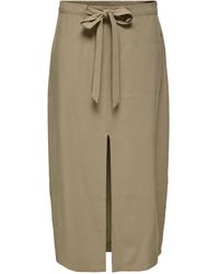 Jacqueline De Yong - Sommerrock Midirock mit Bindegürtel und hohem Schlitz JDYOLLI MIDI BELT SKIRT WVN - Lyst