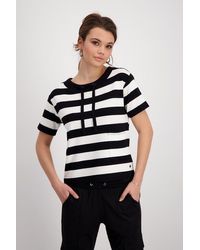 Monari - Kurzarmshirt T-Shirt schwarz gemustert - Lyst