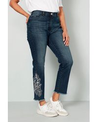 MIAMODA - Regular-- 7/8-Jeans Slim Fit Saum-Stickerei 5-Pocket - Lyst
