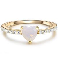Glanzstücke München - Silberring Herz Gelbgold, Ring Sterling Silber Gelbgold Mondstein (Synth) Zirkonia Weiß - Lyst