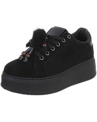 Ital-Design - Damen Plateau-Schnürschuh Mit Bommel Und Zierdetails Sneaker (92355320) Keilabsatz/Wedge Sneakers Low - Lyst