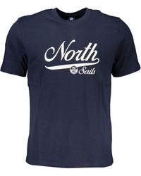 North Sails - Kurzarm T-Shirt Blau mit Print und Rundhals - Lyst