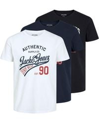 Jack & Jones - T-Shirt 3er Pack JJ Ethan Tee SS Crew Neck mit verschiedenen Prints - Lyst