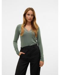 Vero Moda - Shirt VMROSA LS V-NECK LACE TOP GA JRS NOOS - Lyst