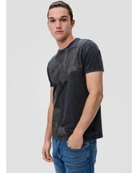 QS - Kurzarmshirt T-Shirt mit Frontprint aus reiner Baumwolle - Lyst