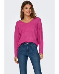 ONLY - Ausschnitt-Pullover ONLRICA LIFE L/S V-NECK PULLO KNT NOOS - Lyst