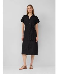 S.oliver - Maxikleid Midikleid aus Leinenmix mit Eingrifftaschen Raffung - Lyst