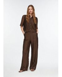 Comma, - Chinos Hose Wide-Leg-Hose Aus Spitze Mit Viskose-Futter - Lyst