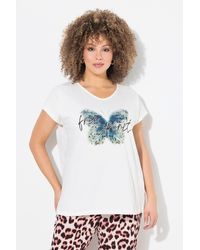 Ulla Popken - T-Shirt Schmetterling Oversized V-Ausschnitt - Lyst