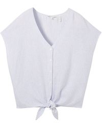 Tom Tailor - Langarmbluse linen mix shirt with knot - Lyst