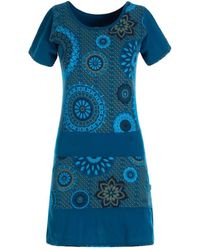 Vishes - Sommerkleid Kurzarm Sommer- Mini- Tunika-Kleid T-Shirtkleid Guru, Hippie, Ethno Style - Lyst