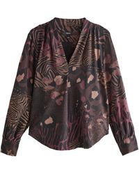 Next - Blusenshirt Langärmelige Bluse mit V-Ausschnitt (1-tlg) - Lyst