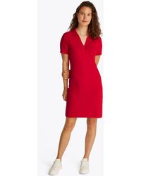 Tommy Hilfiger - Polokleid SLIM OPEN NK POLO DRESS SS mit gestickter Flagge - Lyst