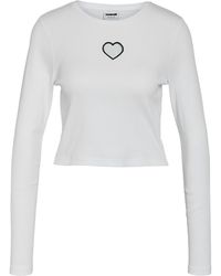 Noisy May - T-Shirt Crop mit --Detail in Sternform NMSTINE L/S CUT OUT TOP JRS - Lyst