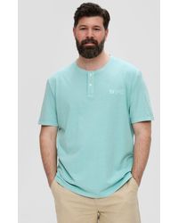 S.oliver - Kurzarmshirt T-Shirt mit und Henley-Ausschnitt Garment Dye - Lyst