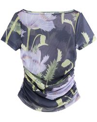 Next - Shirttop Kurzärmeliges, gerafftes Mesh-Oberteil (1-tlg) - Lyst