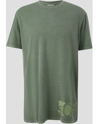 S.oliver - Kurzarmshirt T-Shirt mit Logo-Patch Garment Dye, Artwork - Lyst