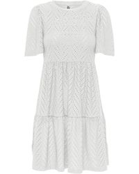 Jacqueline De Yong - Shirtkleid Kleid mit Lochstickerei JDYCARLA (lang) 4921 in Weiß - Lyst